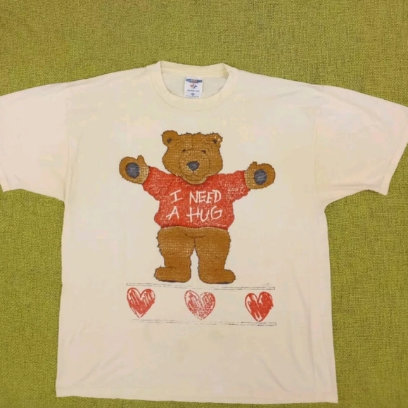 Vintage T-shirt 90s Teddy Bear I Need A Hug Size XL - Picture 2 of 5